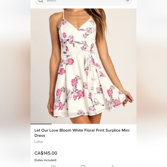 Let Our Love Bloom White Floral Print Surplice Mini Dress Lulus Size Medium Nwt - Picture 10 of 10